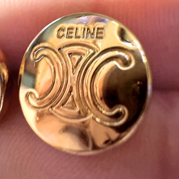 Celine Gold Macadam Triomphe Buttons turned into Studs - Picture 7 of 15